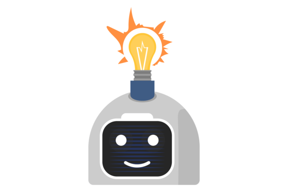 Download Robot Head with Shining Light Bulb. Crea - Shining light Collection