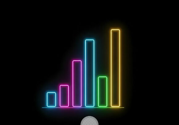 Download Rainbow Neon Bar Graph on Black Backgrou - Neon bar Collection