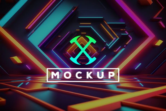 Download Logo Mockup with Neon Tunnel Background - Neon tunnel background Collection