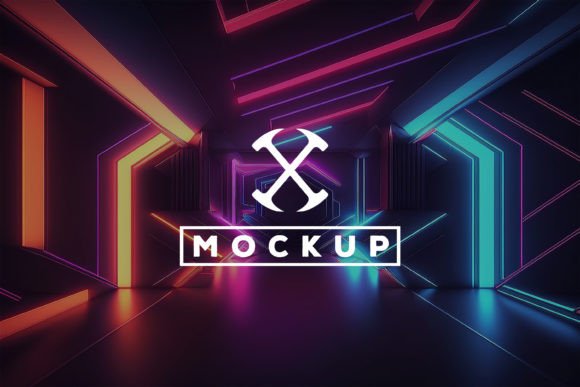 Download Logo Mockup with Neon Tunnel Background - Neon tunnel background Collection
